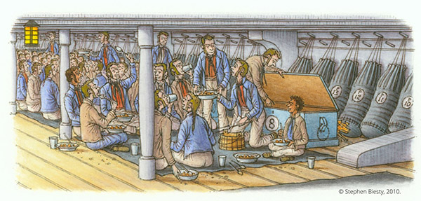 Mealtime on the Berth Deck Illustration