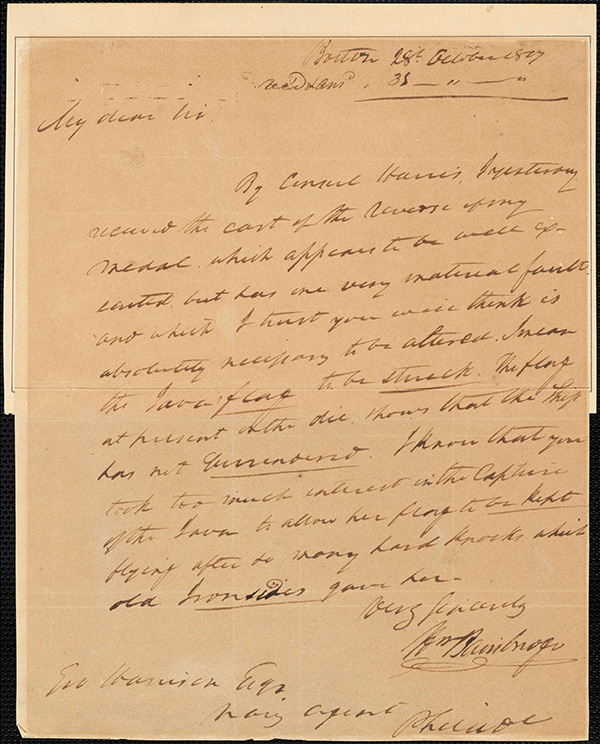 Letter from William Bainbridge to George Harrison, October 28, 1817