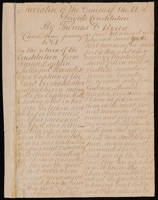 Thomas Byron’s Narrative of the Cruises of the U.S. Frigate Constitution